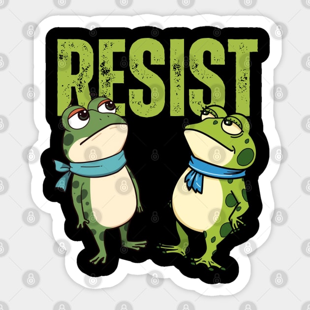 Resist-Frog Sticker by Creatifly Graphic Tees